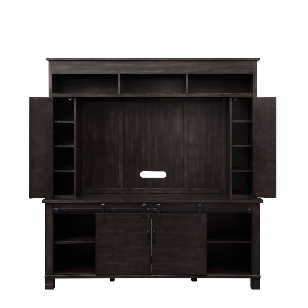 Apison - Entertainment Center w/Fireplace - Espresso - 66-"<br/><br/><b>Product Features</b><ul><li>Entertainment with LED Electric Fireplace</li><li>Storage: Hutch with 3 Open Compartments & 2 Doors, Base with 2 Sliding Barn Doors & 1 Open Compartment</l