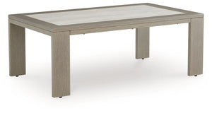 This outdoor coffee table is just what you need to get your outdoor party started. Though it looks remarkably like wood, its durable frame is perfectly suited for alfresco living. A striking tabletop with the look of natural stone serves up plenty of room