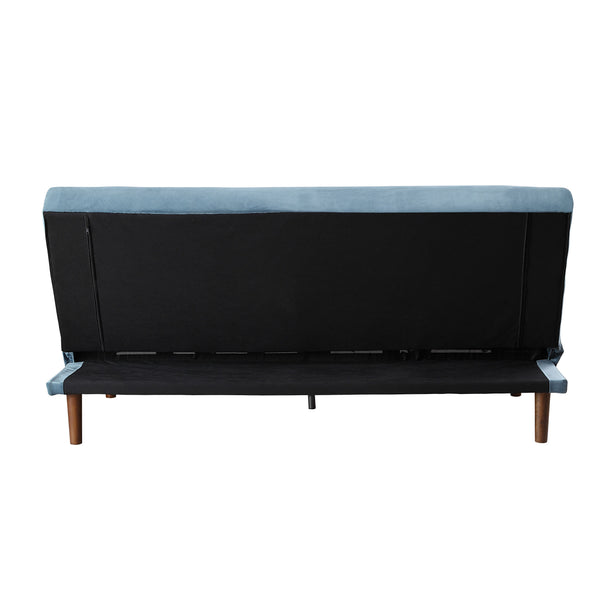 Yolandi - Futon - Teal Velvet & Dark Walnut Finish