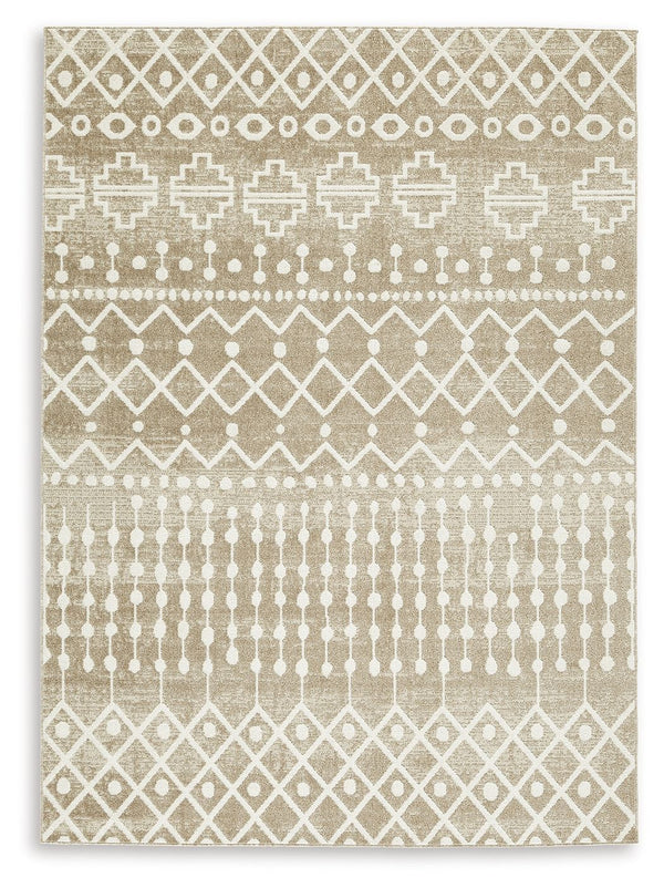 Inspired by ancient tribal patterns, this area rug showcases an eclectic mix of unique motifs in neutral hues. Its low pile height makes it ideal for high-traffic spaces. This area rug is machine washable for fuss-free cleaning.<br/><br/><b>Product Featur