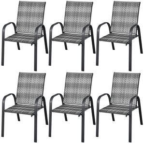 Sit on these outdoor dining chairs to have a delicious meal! Â  For comfort  these patio chairs are ergonomically designed with curved backrests  cozy armrests and deep seats to provide comfy sitting experience. Moreover  the all-weather PE wicker and stu
