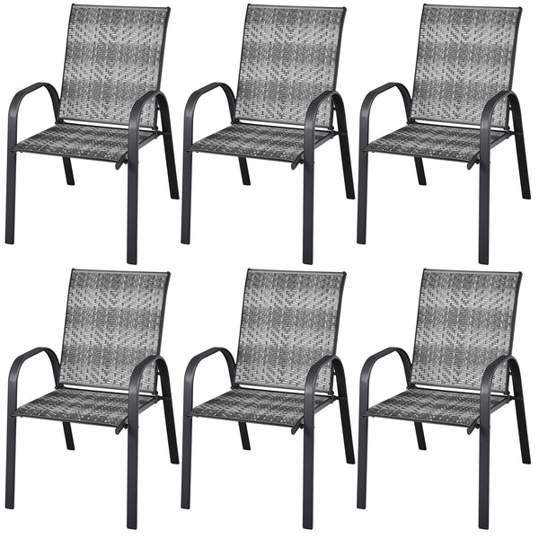 Sit on these outdoor dining chairs to have a delicious meal! Â  For comfort  these patio chairs are ergonomically designed with curved backrests  cozy armrests and deep seats to provide comfy sitting experience. Moreover  the all-weather PE wicker and stu