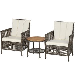Come to have a satisfying relax with the 3-piece patio rattan sofa set. Â  The ergonomic seat with cozy backrest and curved armrests will make you fully relaxed and get rid of your tiredness and stress. The soft seat and back cushions make the seat more c