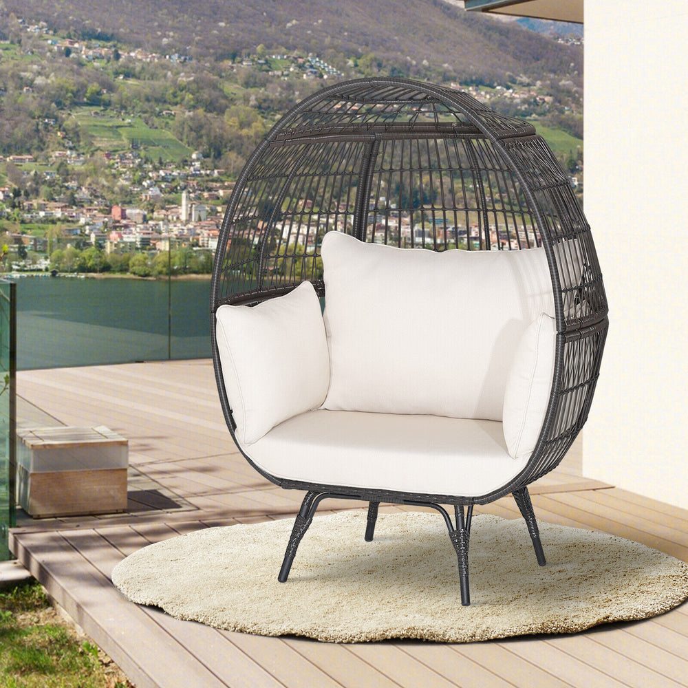 Ship in 2 boxes (box 1 includes screws)  may not arrive on the same day<br>Extra-wide opening for ample overhead expanse<br>Wrap you in a cozier structure thanks to its egg shape<br>Large space for you to curl up<br>Sturdy metal frame for 450 lbs max load