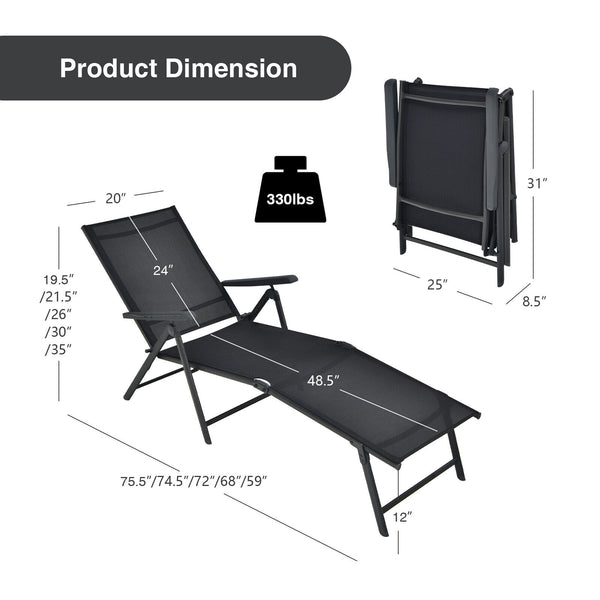 5 backrest angles and 2 footrest positions to meet various needs<br>Breathable and wearable seat fabric brings much comfort<br>Ergonomic design brings relaxation to your journey<br>Steel frame is not easy to rust and are of high durability<br>Stable trian
