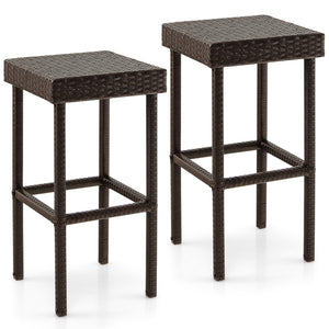 Enjoy your comfortable relaxing time with these 2 patio bar stools! Â  Featuring a modern simple appearance  these high bar stools are suitable for the indoors with different furnishing styles  as well as varieties of outdoor places  such as backyard  pat