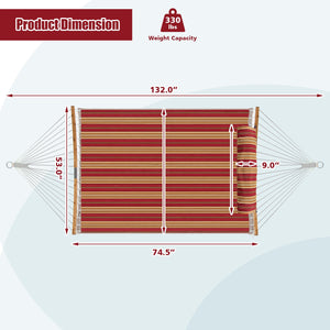 Fade-resistant polyester material ensures durability and comfort<br>Lying on the detachable pillow with a soft touch<br>More comfortable lying experience thanks to the spreader bars with curved design<br>Connectors of spreader bars avoid rusting<br>Stylis