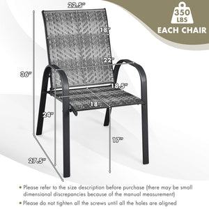 Sit on these outdoor dining chairs to have a delicious meal! Â  For comfort  these patio chairs are ergonomically designed with curved backrests  cozy armrests and deep seats to provide comfy sitting experience. Moreover  the all-weather PE wicker and stu