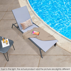 Adjust the backrest to 6 different angles for different needs<br>Lay flat position is perfect for full body sunbathing<br>Sturdy steel frame for 150 kg strong loading capacity<br>Non-slip foot pads for floor protection and extra stability<br>Selected fabr