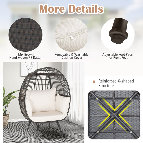 Ship in 2 boxes (box 1 includes screws)  may not arrive on the same day<br>Extra-wide opening for ample overhead expanse<br>Wrap you in a cozier structure thanks to its egg shape<br>Large space for you to curl up<br>Sturdy metal frame for 450 lbs max load