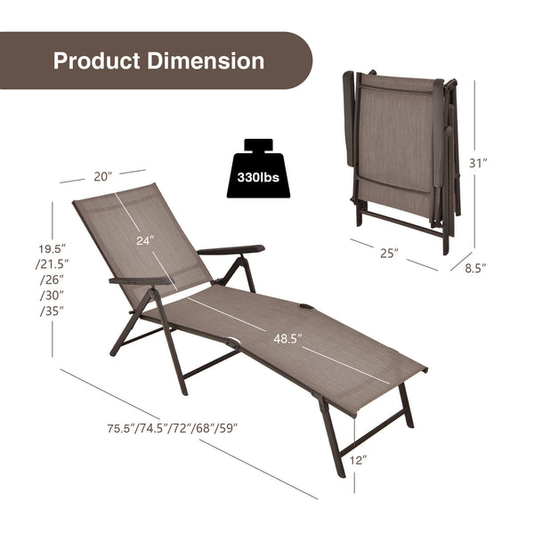 5 backrest angles and 2 footrest positions to meet various needs<br>Breathable and wearable seat fabric brings much comfort<br>Ergonomic design brings relaxation to your journey<br>Steel frame is not easy to rust and are of high durability<br>Stable trian