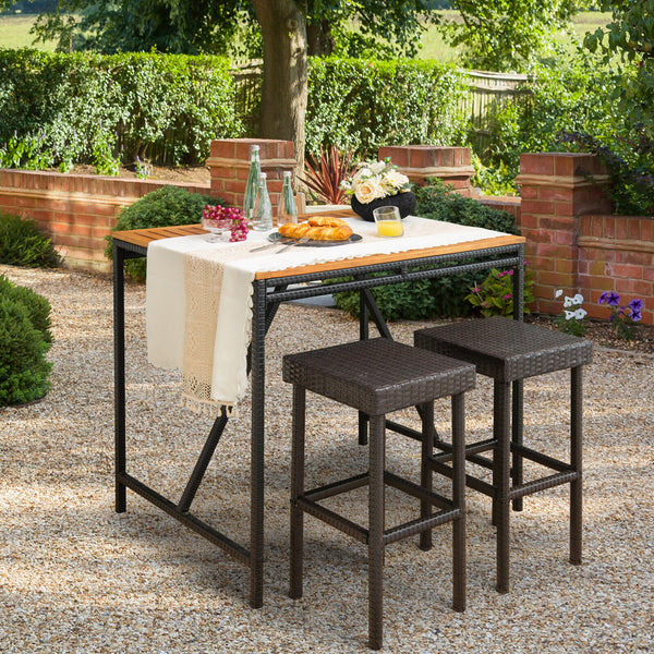 Enjoy your comfortable relaxing time with these 2 patio bar stools! Â  Featuring a modern simple appearance  these high bar stools are suitable for the indoors with different furnishing styles  as well as varieties of outdoor places  such as backyard  pat