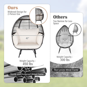 Ship in 2 boxes (box 1 includes screws)  may not arrive on the same day<br>Extra-wide opening for ample overhead expanse<br>Wrap you in a cozier structure thanks to its egg shape<br>Large space for you to curl up<br>Sturdy metal frame for 450 lbs max load