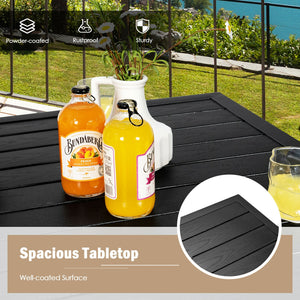 32" wide tabletop provides ample space for daily storage Well-coated and waterproof surface for easy maintenance High-grade steel resists well to rust  deformation and cracks Sturdy structure ensures high stability and 180 lbs strong load capacity Anti-sl