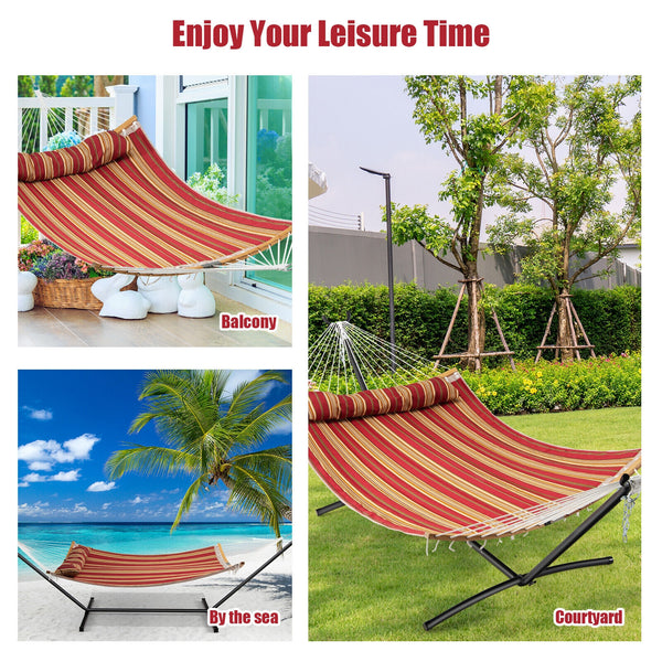 Fade-resistant polyester material ensures durability and comfort<br>Lying on the detachable pillow with a soft touch<br>More comfortable lying experience thanks to the spreader bars with curved design<br>Connectors of spreader bars avoid rusting<br>Stylis