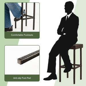 Enjoy your comfortable relaxing time with these 2 patio bar stools! Â  Featuring a modern simple appearance  these high bar stools are suitable for the indoors with different furnishing styles  as well as varieties of outdoor places  such as backyard  pat