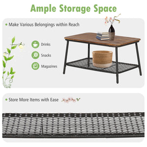Spend time outdoors with this comfortable 4-piece patio furniture set! Â  Featuring ergonomic armrests  softly padded back and seat cushions  this outdoor conversation set brings extraordinary comfort so that you can use this cozy patio set to entertain y