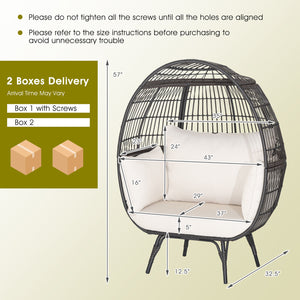 Ship in 2 boxes (box 1 includes screws)  may not arrive on the same day<br>Extra-wide opening for ample overhead expanse<br>Wrap you in a cozier structure thanks to its egg shape<br>Large space for you to curl up<br>Sturdy metal frame for 450 lbs max load
