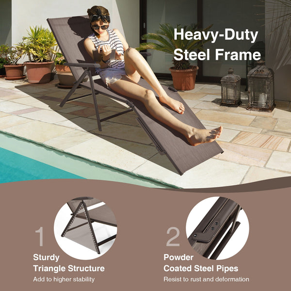 5 backrest angles and 2 footrest positions to meet various needs<br>Breathable and wearable seat fabric brings much comfort<br>Ergonomic design brings relaxation to your journey<br>Steel frame is not easy to rust and are of high durability<br>Stable trian