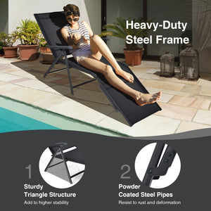 5 backrest angles and 2 footrest positions to meet various needs<br>Breathable and wearable seat fabric brings much comfort<br>Ergonomic design brings relaxation to your journey<br>Steel frame is not easy to rust and are of high durability<br>Stable trian