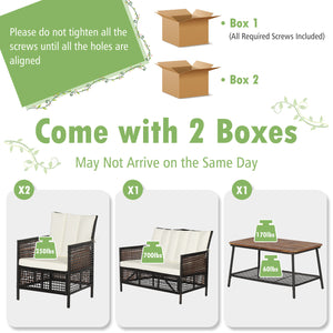Spend time outdoors with this comfortable 4-piece patio furniture set! Â  Featuring ergonomic armrests  softly padded back and seat cushions  this outdoor conversation set brings extraordinary comfort so that you can use this cozy patio set to entertain y