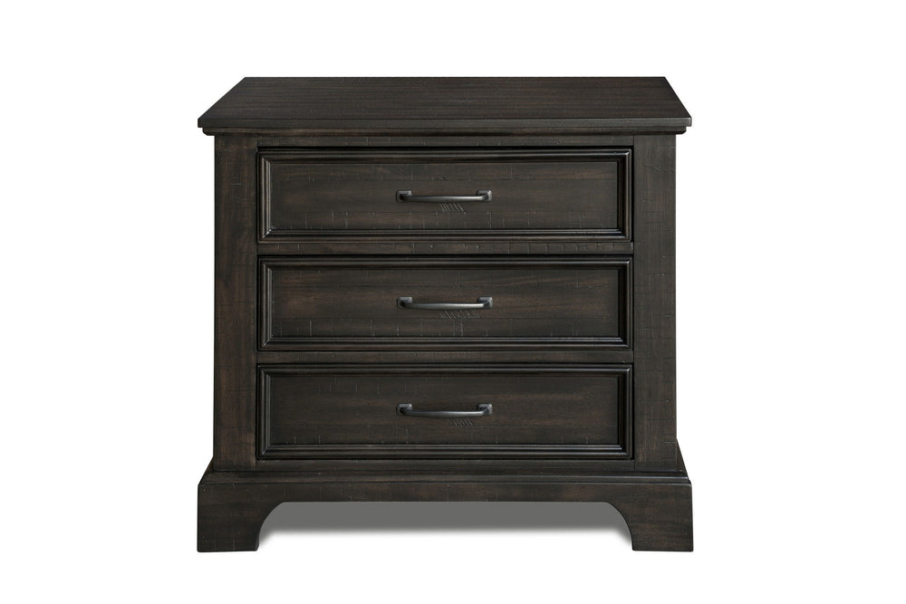 The Stafford County Wood 3 Drawer Nightstand in walnut brown is a perfect blend of style and functionality for your bedside. This nightstand is crafted from solid acacia, manufactured woods, and acacia veneers, ensuring long-lasting beauty and durability.
