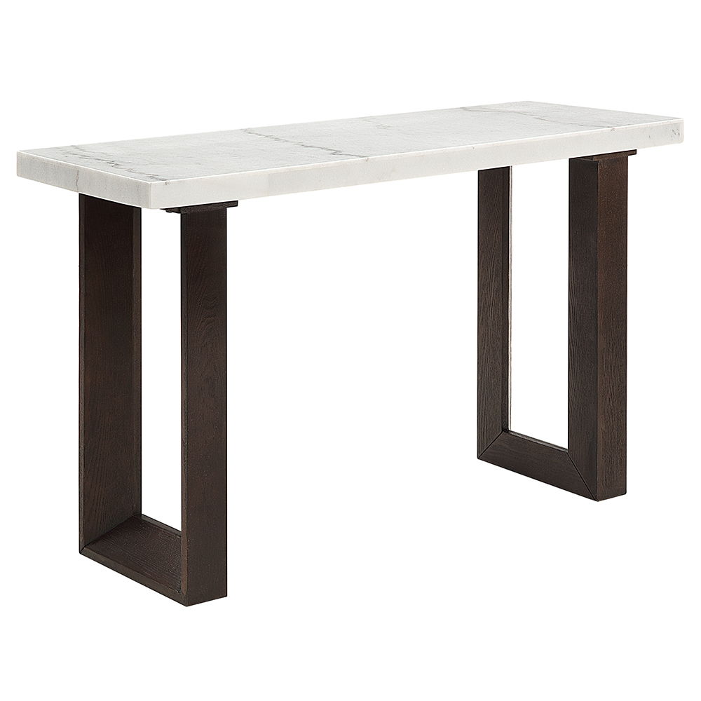 Edwyn - Sofa Table With Marble Top - White<br/><br/><b>Product Features</b><ul><li>Rectangular Sofa Table</li><li><br> Marble Top</li><li><br> Fixed Table Top</li><li><br> Double U-Shape Base</li></ul><br/>