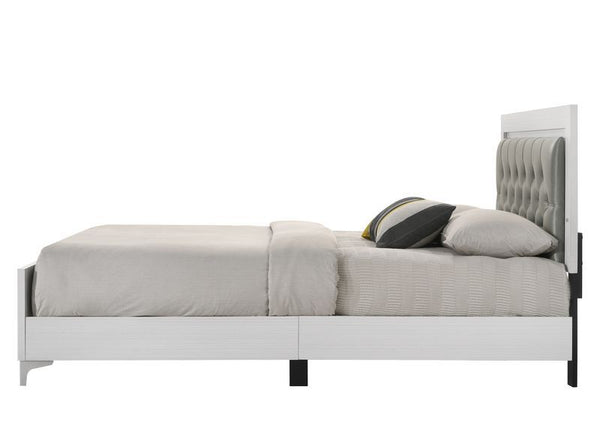 Casilda - Queen Bed - Gray PU & White Finish
