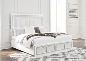  rhinestone framing and faux leather panels exude modern glamour. And the convenient storage footboard offers a practical solution for organizing and accessing belongings. Let your