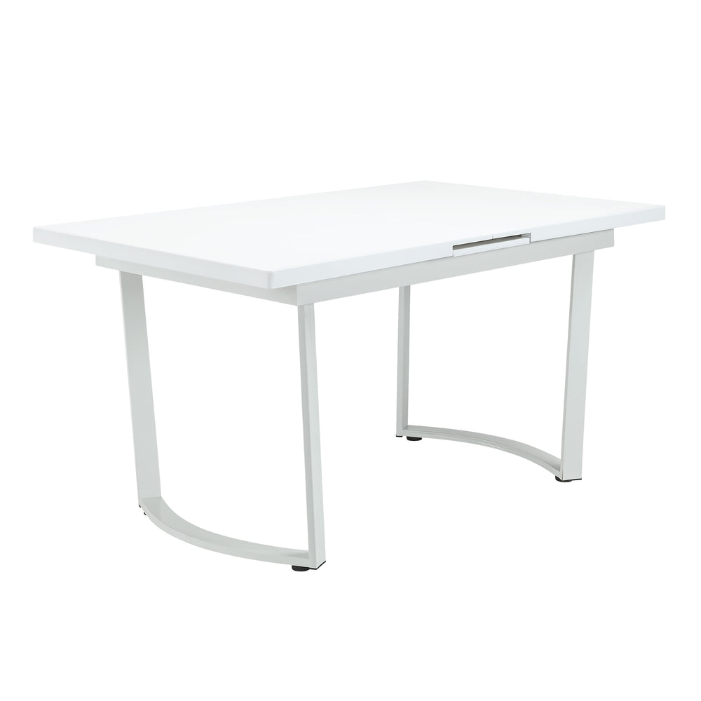 Modern and sophisticated, the Palton dining table offers an extension leaf that will add much-needed tabletop space for guests and additional workspace. The white high gloss finish