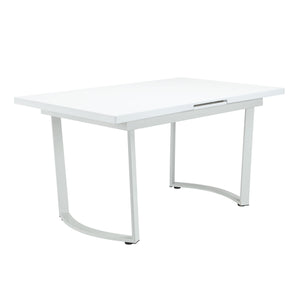 Modern and sophisticated, the Palton dining table offers an extension leaf that will add much-needed tabletop space for guests and additional workspace. The white high gloss finish