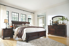 Porter - Rustic Brown - 6 Pc. - Dresser, Mirror, King Sleigh Bed with 2 Storage Drawers, Nightstand