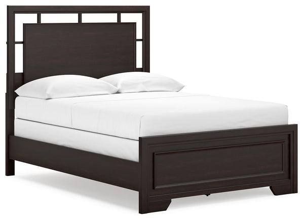 If you like the idea of a richly versatile transitional look that feels fresh and contemporaryâ€”with a timeless sensibilityâ€”then feast your eyes on this full panel bed. The modern headboard-'s floating panel design blends with the classic-inspired pict