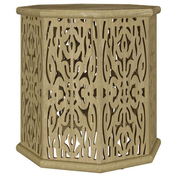 Inject a dose of artisanal character with a modern boho side table. A sterling choice for a casual living room or den, the table boasts an octagonal silhouette that brings grounded energy to surrounding decor. A drum profile is complemented with intricate