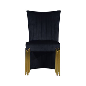 a luxurious addition to your dining space. Crafted with durable eco-friendly materials and upholstered in 100% midnight black polyester velvet fabric