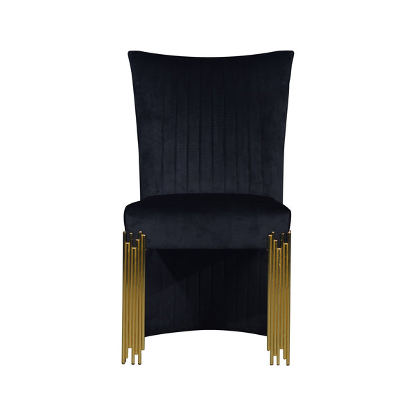  a luxurious addition to your dining space. Crafted with durable eco-friendly materials and upholstered in 100% midnight black polyester velvet fabric
