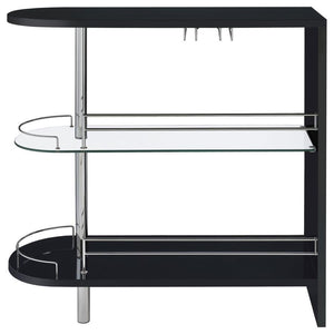 Adolfo - Rectangular 2-Tier Home Bar Table - Black High Gloss