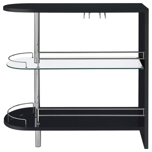 Adolfo - Rectangular 2-Tier Home Bar Table - Black High Gloss