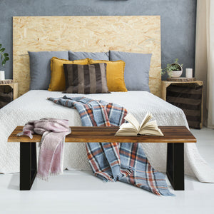 Acacia wood and metal legs  stable enough to hold up to 385 lbs<br>The real wood texture and polished surface  caters to the taste of contemporary society<br>Matches with table and rattan furniture  gives abundant and harmonious collocation<br>Thick panel