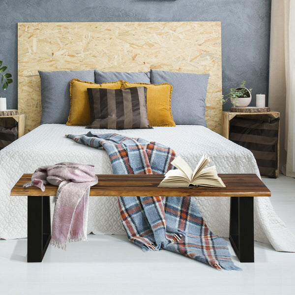Acacia wood and metal legs  stable enough to hold up to 385 lbs<br>The real wood texture and polished surface  caters to the taste of contemporary society<br>Matches with table and rattan furniture  gives abundant and harmonious collocation<br>Thick panel