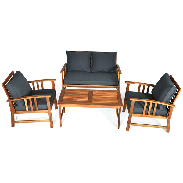 The solid and hardwood frame adds sturdiness to the set Not easy to deform and crack of the frame Painted with clear varnish and beauty can be kept for a long time Rearranged in various ways to meet your different needs Thick and soft cushions will provid