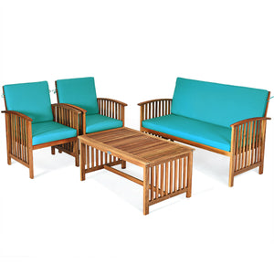 Made of premium acacia wood  the whole frame is sturdy and not easy to crack or deform. Â  All the single chairs and loveseat are equipped with soft and high-resilient cushion for seat and backrest. You will get excellent comfort if you sit on the sofa. I