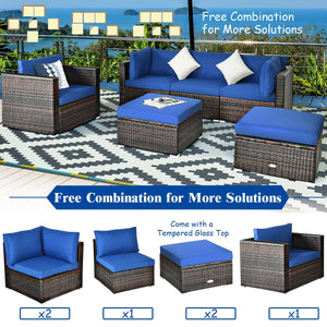 Durable rattan and sturdy steel materials are used to ensure a long lifespan <br>Thick and soft cushions for comfortable (pillows not included) <br>Removable and washable cushion cover with zipper <br>Free and flexible combination to meet your different n