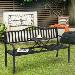 The practical garden bench provides you and your family or friends with the best place to relax. Â  The bench is made of rustproof powder-coated steel frame  which ensures durability and sturdiness for long servicing life. Besides  unique legs and non-sli