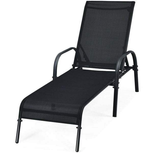 Don't leave the lounge chairs outside in rainy days for prolonging its' using life Made of Sun-proof and breathable fabric for long-lasting use  Powder-coated steel frame provides sturdy support Thick legs and anti-slip pads provide extra stability 5 adju