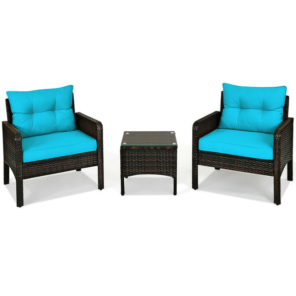 Made of high-quality PE rattan with strong toughness  it is not easy to break<br>Sturdy metal frame structure with superior load-bearing performance<br>A soft sponge filled cushions  comfortable and breathable<br>The thick tempered glass tabletop is sturd