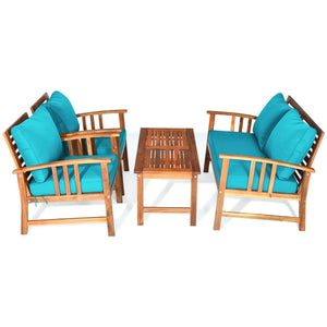 The solid and hardwood frame adds sturdiness to the set Not easy to deform and crack of the frame Painted with clear varnish and beauty can be kept for a long time Rearranged in various ways to meet your different needs Thick and soft cushions will provid