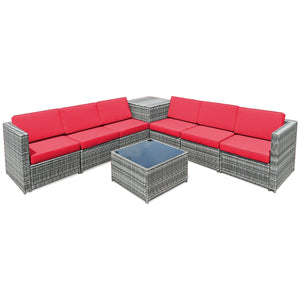 Including 6 sofas  1 storage box  1 coffee table  6 seat cushions and 6 back cushions <br>Sturdy iron frame and premium rattan for better durability <br>Large load-bearing capacity-- 360 lbs for each sofa and 110 lbs for coffee table <br>A storage box as 