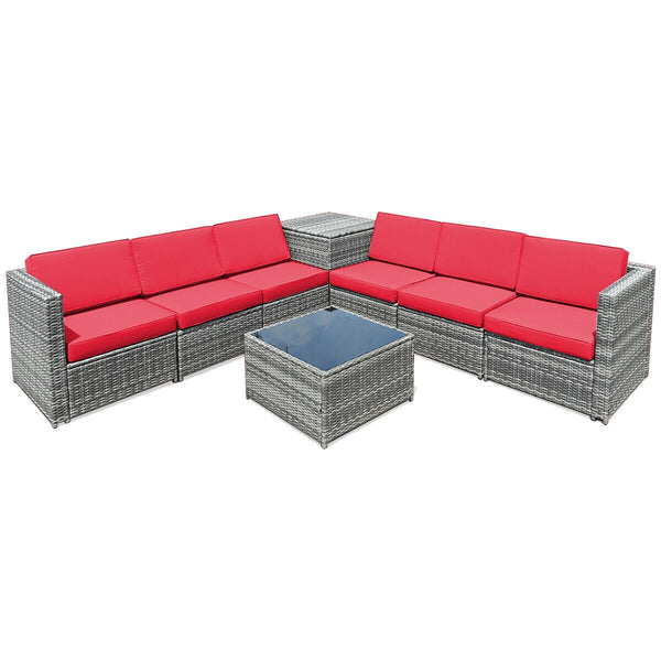 Including 6 sofas  1 storage box  1 coffee table  6 seat cushions and 6 back cushions <br>Sturdy iron frame and premium rattan for better durability <br>Large load-bearing capacity-- 360 lbs for each sofa and 110 lbs for coffee table <br>A storage box as 