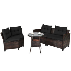 The sturdy and durable steel frame ensures sturdiness of the set<br>Tight and hand-woven rattan can withstand moderate rain or wind<br>Thick and soft cushion with a high-density sponge for your hip and back<br>Cover with the zipper of the seat cushion is 